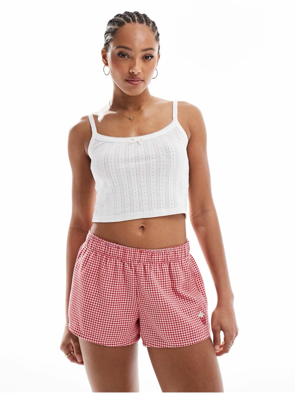 NWT Hollister Red White Gingham Strawberry Patch Sleep Lounge Shorts, Women's XL